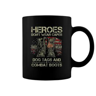 Heroes Don't Wear Capes They Wear Dog Tags Men Veterans Day Coffee Mug | Mazezy DE