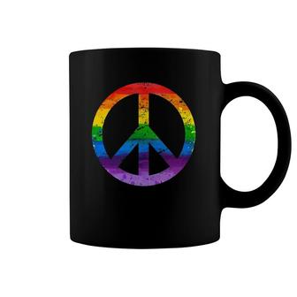 Hippie Peace Sign Lgbt Flag Rainbow Pride Gay Lesbian Flags Coffee Mug | Mazezy