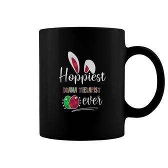 Hoppiest Drama Therapist Ever Bunny Ears Buffalo Plaid Easter Nursing Job Title Coffee Mug | Mazezy