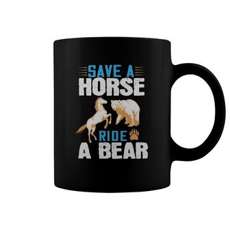 Horses Equestrian Bear Save A Ride A Bear Horse Riding Coffee Mug | Mazezy