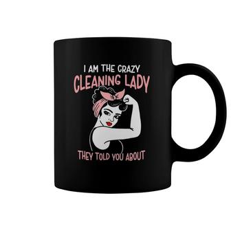 Housekeeping Retro Woman Funny I'm The Crazy Cleaning Lady Coffee Mug | Mazezy