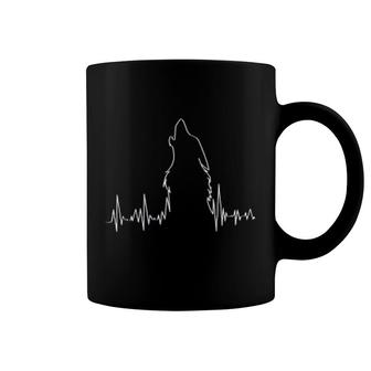 Howling Wolf Heartbeat Spirit Animal Wolf Coffee Mug - Thegiftio UK