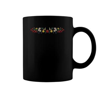 Hungarian Folk Floral Embroidery Motifs Kalocsa Kalocsai Coffee Mug | Mazezy