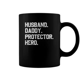 Husband Daddy Protector Hero Fathers Day For Dad Coffee Mug | Mazezy
