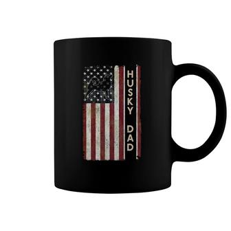Husky Dad Dog American Flag Father's Day Gift Men Coffee Mug | Mazezy