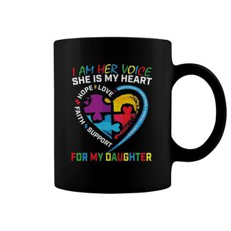 I Am Her Voice Daughter Autism Awareness Mom Dad Puzzle Coffee Mug | Mazezy
