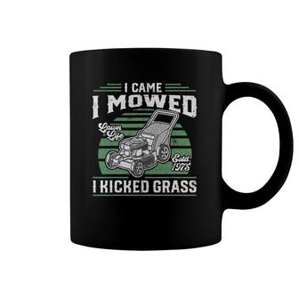 I Came I Mowed I Kicked Grass Funny Lawn Mower Gift For Dad Coffee Mug | Mazezy