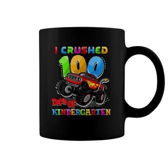 I Crushed 100 Days Of Kindergarten Monster Truck Teacher Boy Coffee Mug | Mazezy