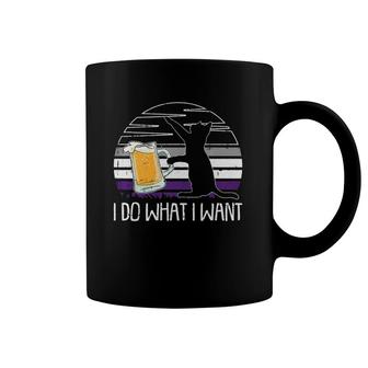 I Do What I Want Cat Asexual Pride Drinking Beer Lgbt-Q Coffee Mug | Mazezy