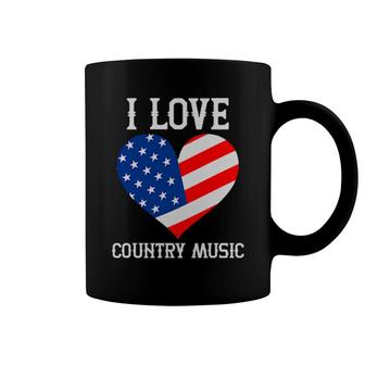 I Love Country Music Retro Vintage Guitar American Flag Coffee Mug | Mazezy DE