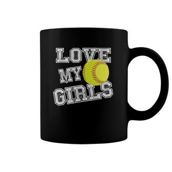 I Love My Girls Mom Softball Cute Softball Mom S Coffee Mug | Mazezy