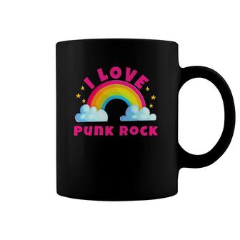 I Love Punk Rock Sarcastic Rainbow Funny Retro Punk Rock Coffee Mug | Mazezy