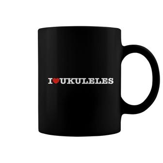 I Love Ukuleles Linear Coffee Mug | Mazezy