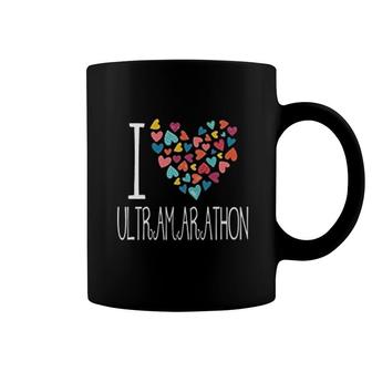 I Love Ultramarathon Colorful Hearts Coffee Mug | Mazezy