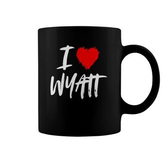 I Love Wyatt Husband Son Dad Boyfriend Grandson Red Heart Coffee Mug | Mazezy