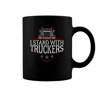 I Stand With Truckers Proud To Support Our Truck Drivers Coffee Mug | Mazezy