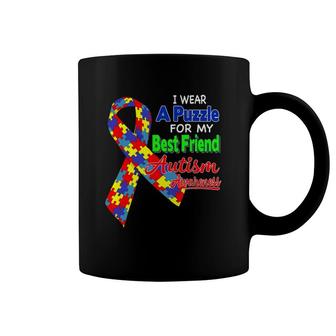 I Wear A Puzzle For My Best Friend Autism Awareness Coffee Mug