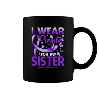 I Wear Purple For My Sister Lupus Awareness Butterfly Coffee Mug | Mazezy