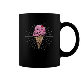 Ice Cream Cone Skull Cherry Aesthetic Dessert Lovers Coffee Mug | Mazezy