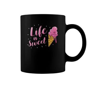 Ice Cream Life Is Sweet Summer Season Ice Cream Coffee Mug | Mazezy