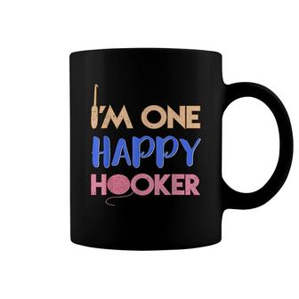 Im One Happy Hooker Funny Crochet Coffee Mug | Mazezy