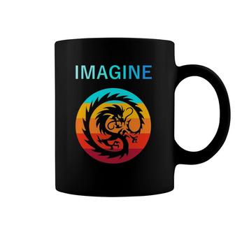 Imagine Fantasy Dragon Retro Tribal Coffee Mug | Mazezy