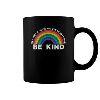 In A World Where You Can Be Anything Be Kind Gay Pride Lgbt V-Neck Coffee Mug | Mazezy CA