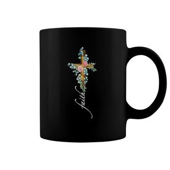Inspirational Religious Gifts Rose Flower Cross Faith Coffee Mug | Mazezy