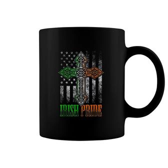 Irish Pride Gift Celtic Cross American Flag Ireland Coffee Mug | Mazezy