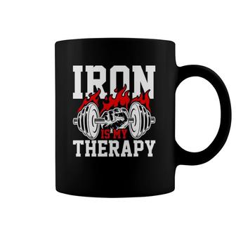 Iron Is My Therapy Bodybuilding Weight Training Gym Coffee Mug | Mazezy