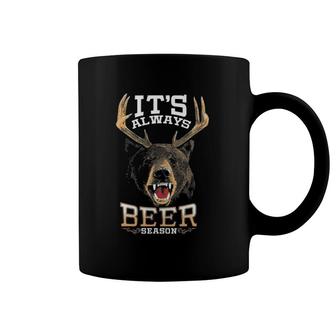 It's Always Beer Season Bear Deer Beer Funny Hunter Hunting Coffee Mug | Mazezy