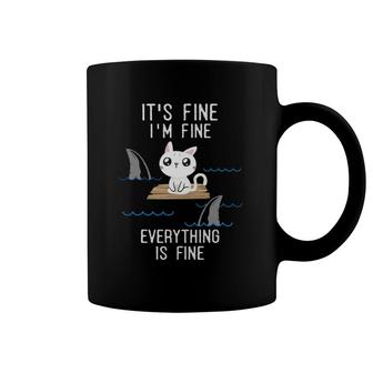 It's Fine I Am Fine Everything Is Fine Funny Cat Coffee Mug | Mazezy