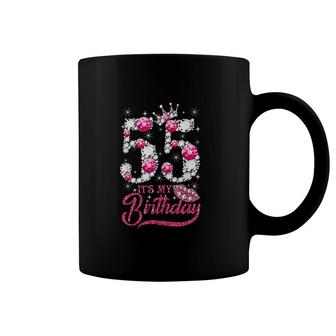 Its My 55th Birthday Queen 55 Years Old Shoes Crown Diamond Coffee Mug - Seseable