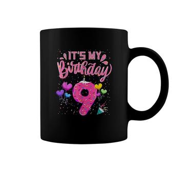 Its My 9th Birthday Doughnut Happy 9 Years Old Girl Kids Coffee Mug - Seseable