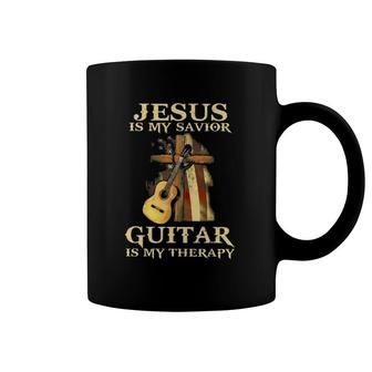 Jesus Is My Savior Guitar Is My Therapy Guitar Player Funny Coffee Mug | Mazezy