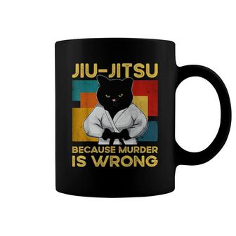 Jiu Jitsu Because Murder Is Wrong Black Cat Vintage Coffee Mug | Mazezy