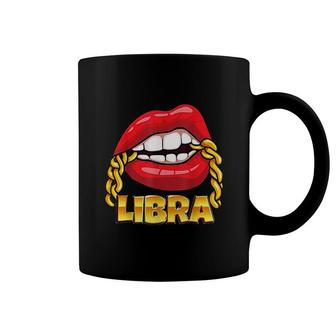Juicy Lips Gold Chain Libra Zodiac Sign Coffee Mug | Mazezy