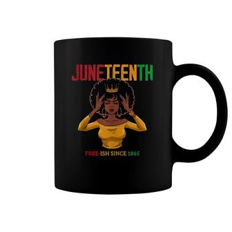Juneteenth Free-Ish Since 1865 Black Woman Afro Queen Coffee Mug | Mazezy