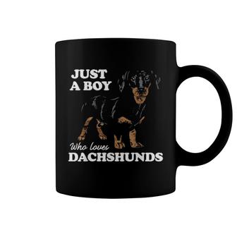 Just A Boy Who Loves Dachshunds Cute Dog Animal Pet Coffee Mug | Mazezy
