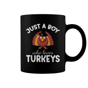 Just A Boy Who Loves Turkeys Cute Thanksgiving Costume Coffee Mug | Mazezy