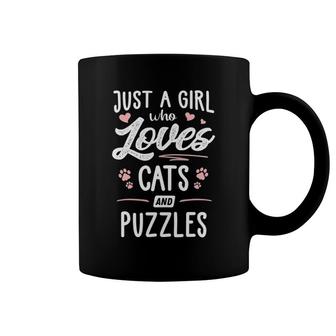 Just A Girl Who Loves Cats And Puzzles Gift Cat Lover Coffee Mug | Mazezy