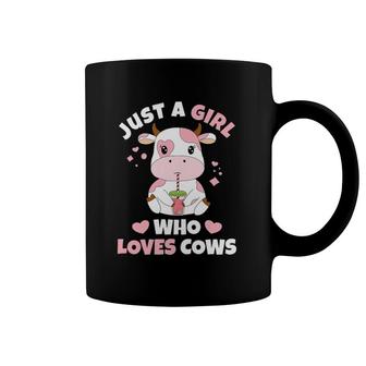 Just A Girl Who Loves Cows Cute Strawberry Cow Cowgirl Print Coffee Mug | Mazezy