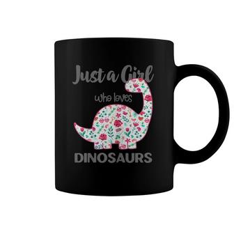 Just A Girl Who Loves Dinosaurs Floral Girls Teens Cute Gift Coffee Mug | Mazezy CA