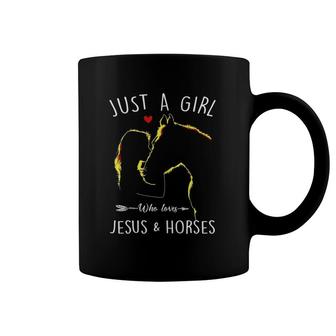 Just A Girl Who Loves Jesus And Horses Equestrian Christian Coffee Mug | Mazezy