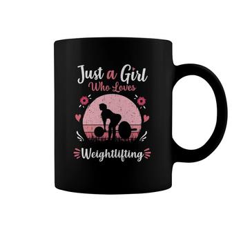 Just A Girl Who Loves Weightlifting Pink Retro Vintage Lover Coffee Mug | Mazezy