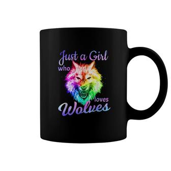 Just A Girl Who Loves Wolves Moon Wolf Coffee Mug | Mazezy