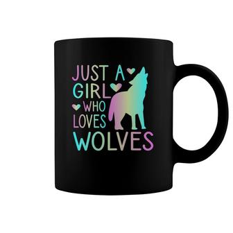 Just A Girl Who Loves Wolves Watercolor Style Teen Girl Coffee Mug | Mazezy