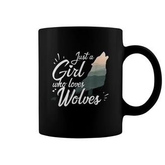 Just A Girl Who Loves Wolves Wolf Coffee Mug | Mazezy