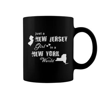 Just A New Jersey Girl In A New York World Printing Coffee Mug | Mazezy
