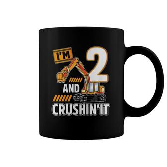 Kids 2 Years Old Vehicles Construction Excavator Birthday 2Nd Coffee Mug | Mazezy